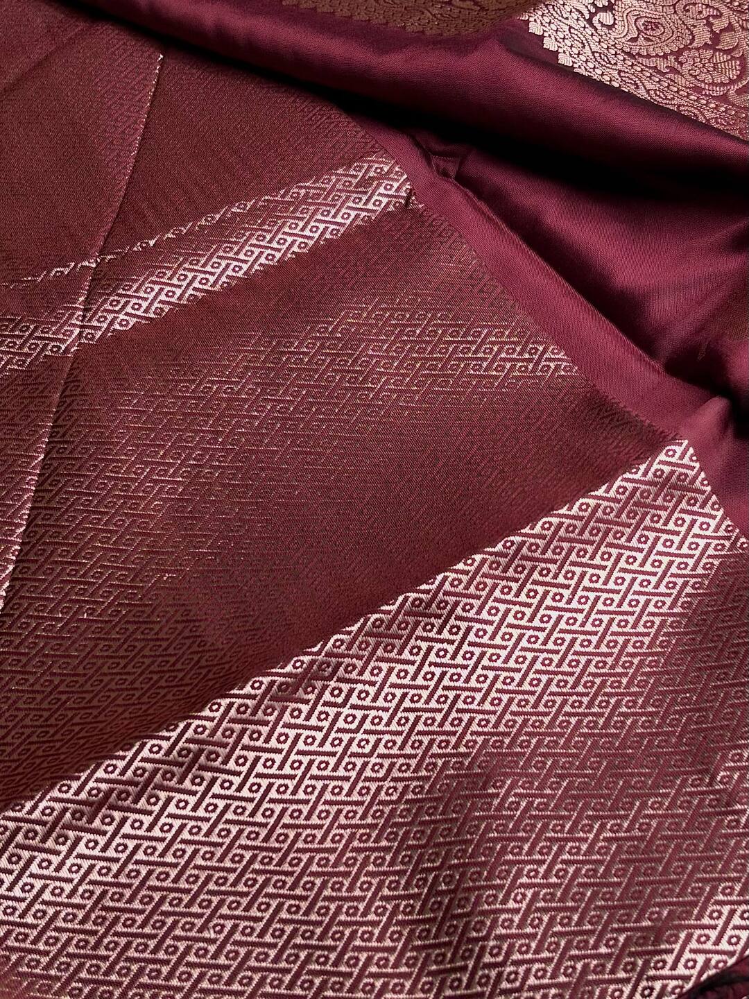Burgundy Cotton Silk Saree
