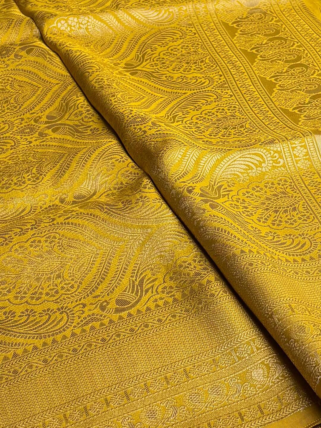 Lime Yellow Banaras Chiffon Silk Saree