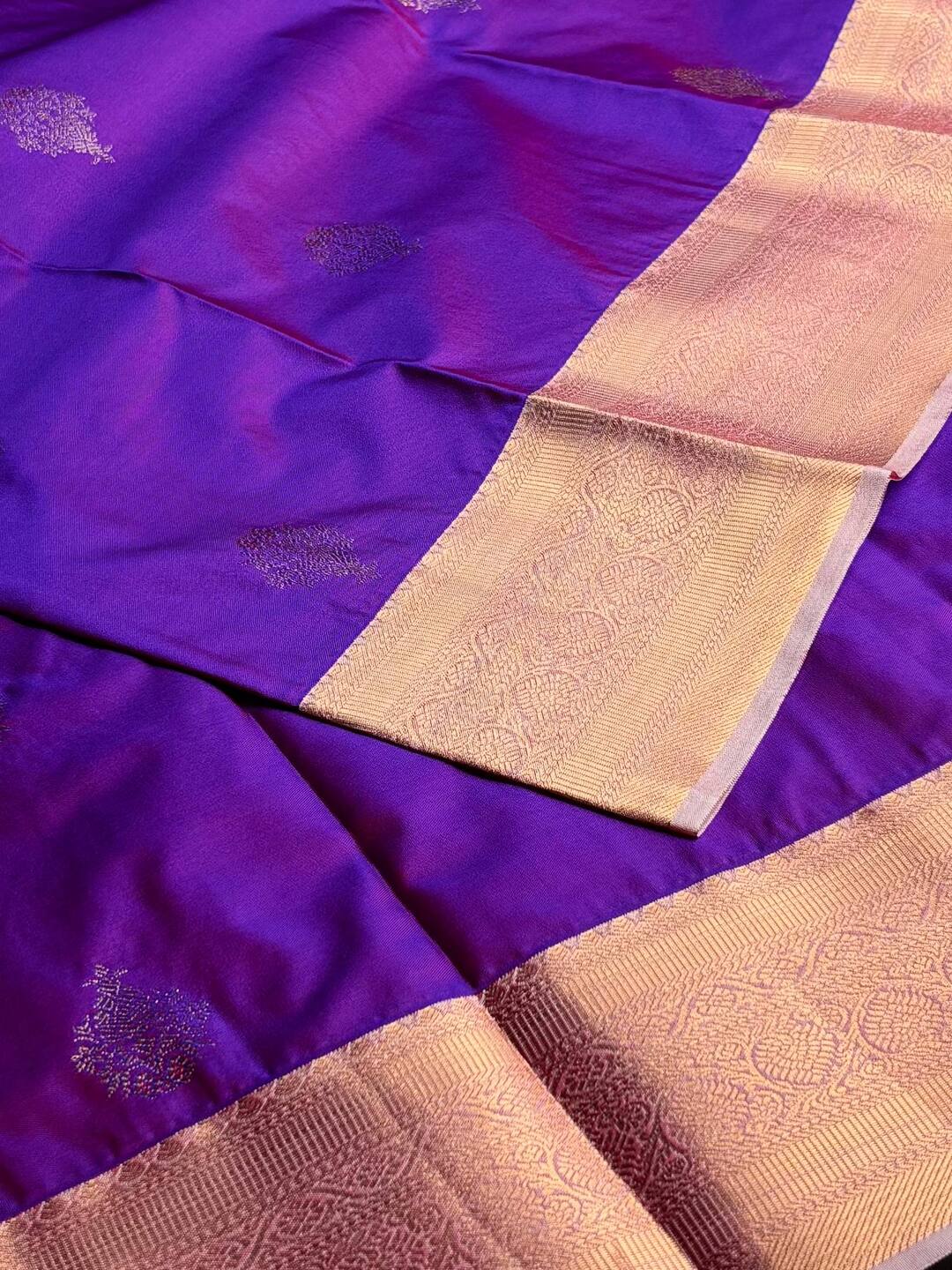Dual Tone Purple Semi Kanchi Silk Saree