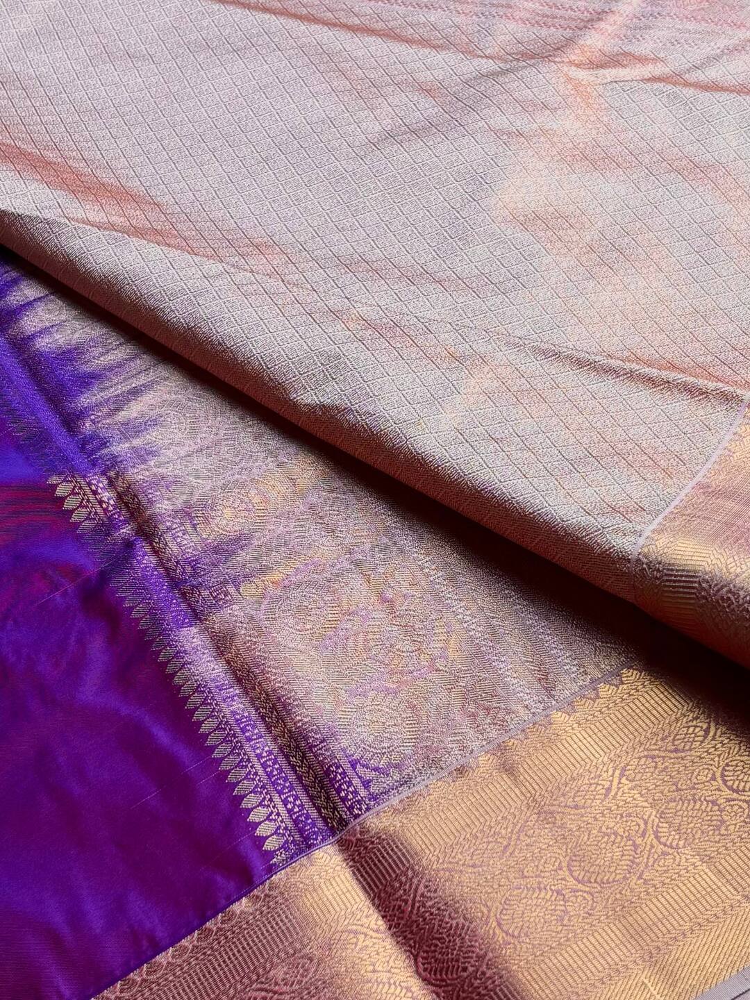 Dual Tone Purple Semi Kanchi Silk Saree