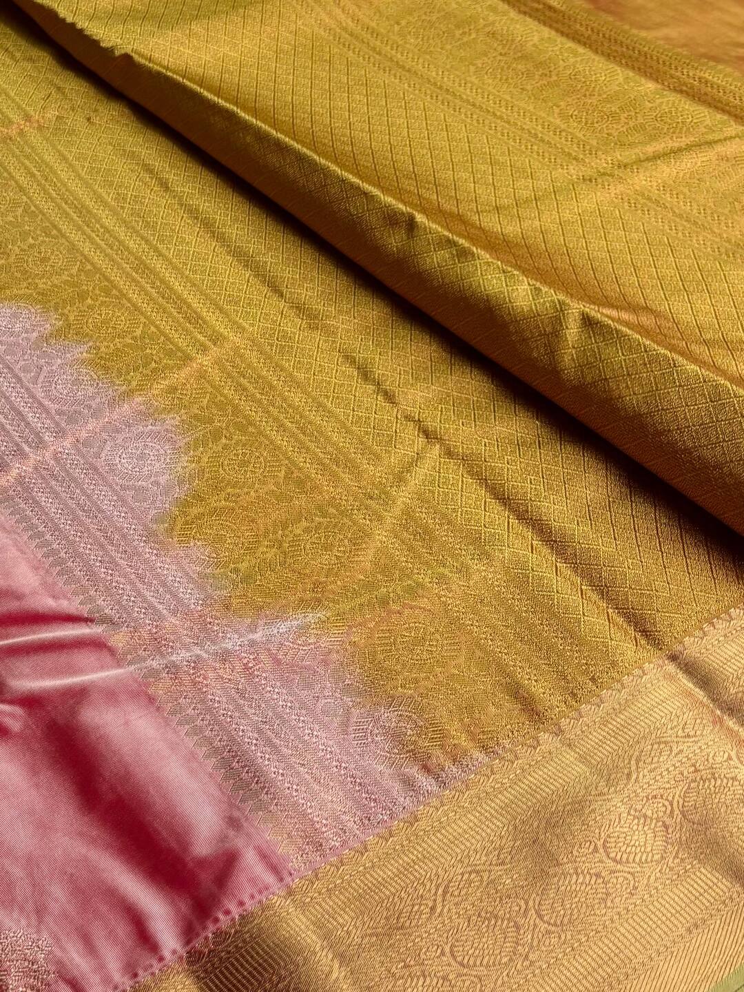 Coral Pink Semi Kanchi Silk Saree