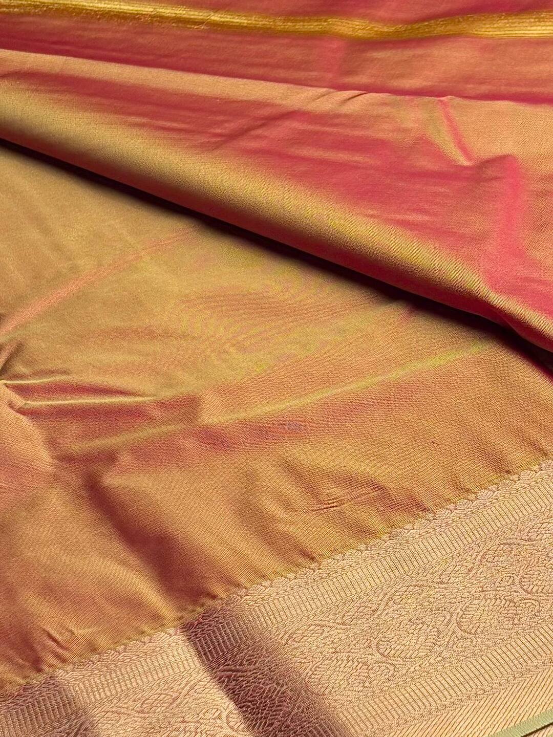 Coral Pink Semi Kanchi Silk Saree