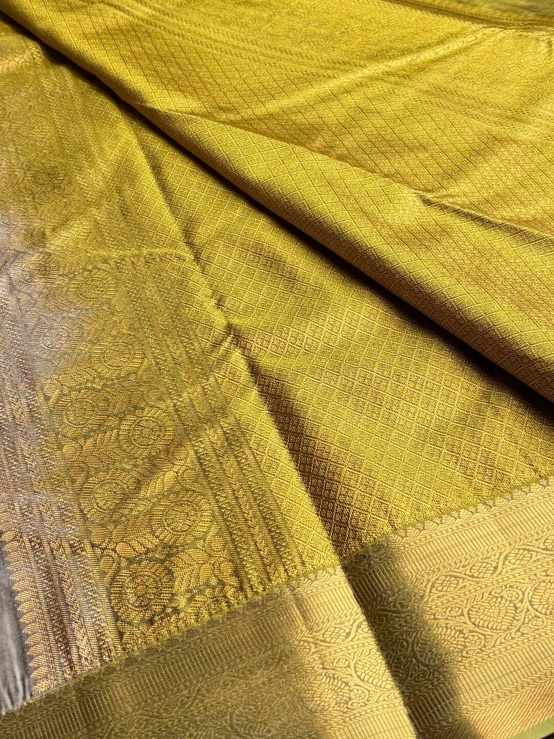 Grey Semi Kanchi Silk Saree