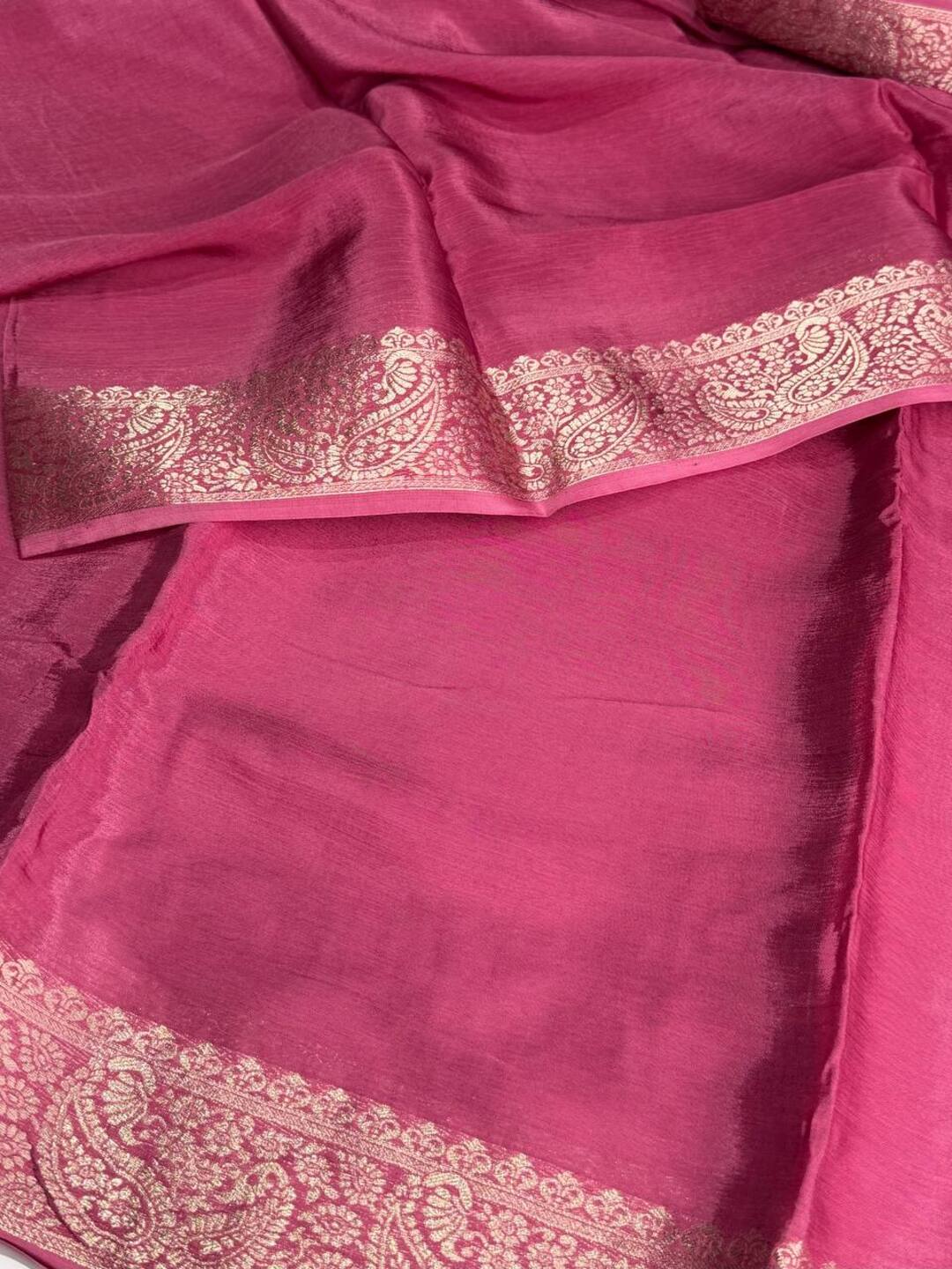 Dusty Pink Chiffon Silk Saree