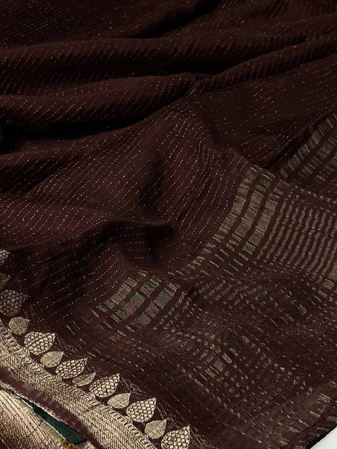 Dark Brown Chiffon Silk Saree