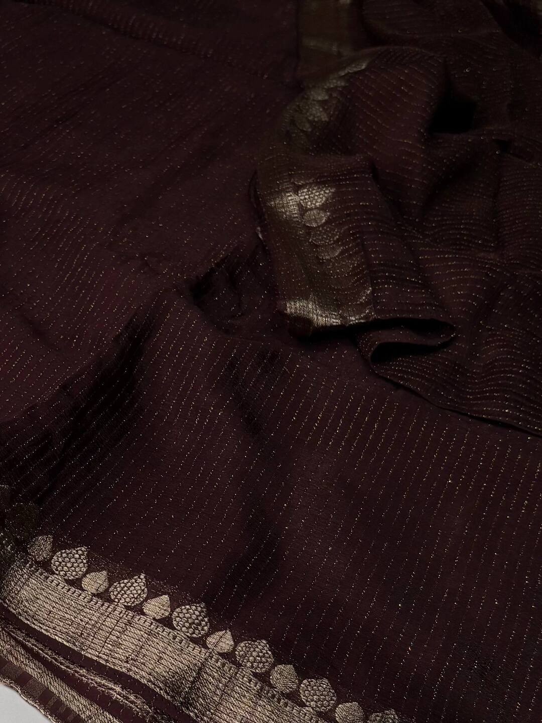 Dark Brown Chiffon Silk Saree