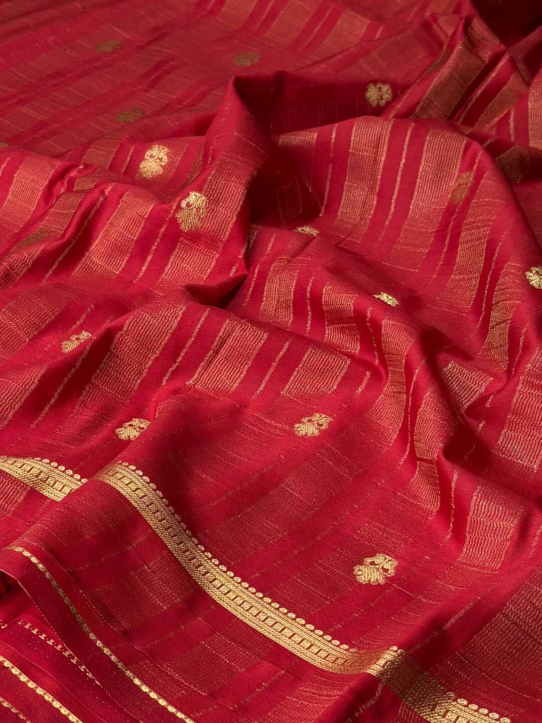 Mustard Yellow Semi Mysore Chiffon Saree