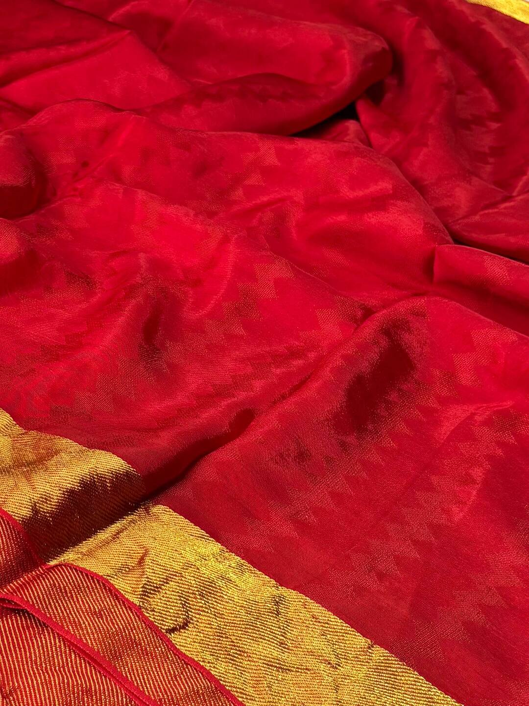 Chili Red Chiffon Silk Saree