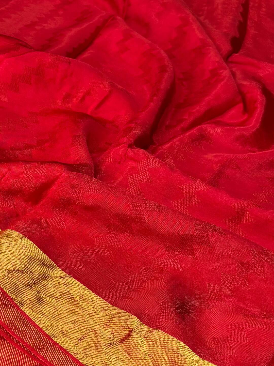 Chili Red Chiffon Silk Saree