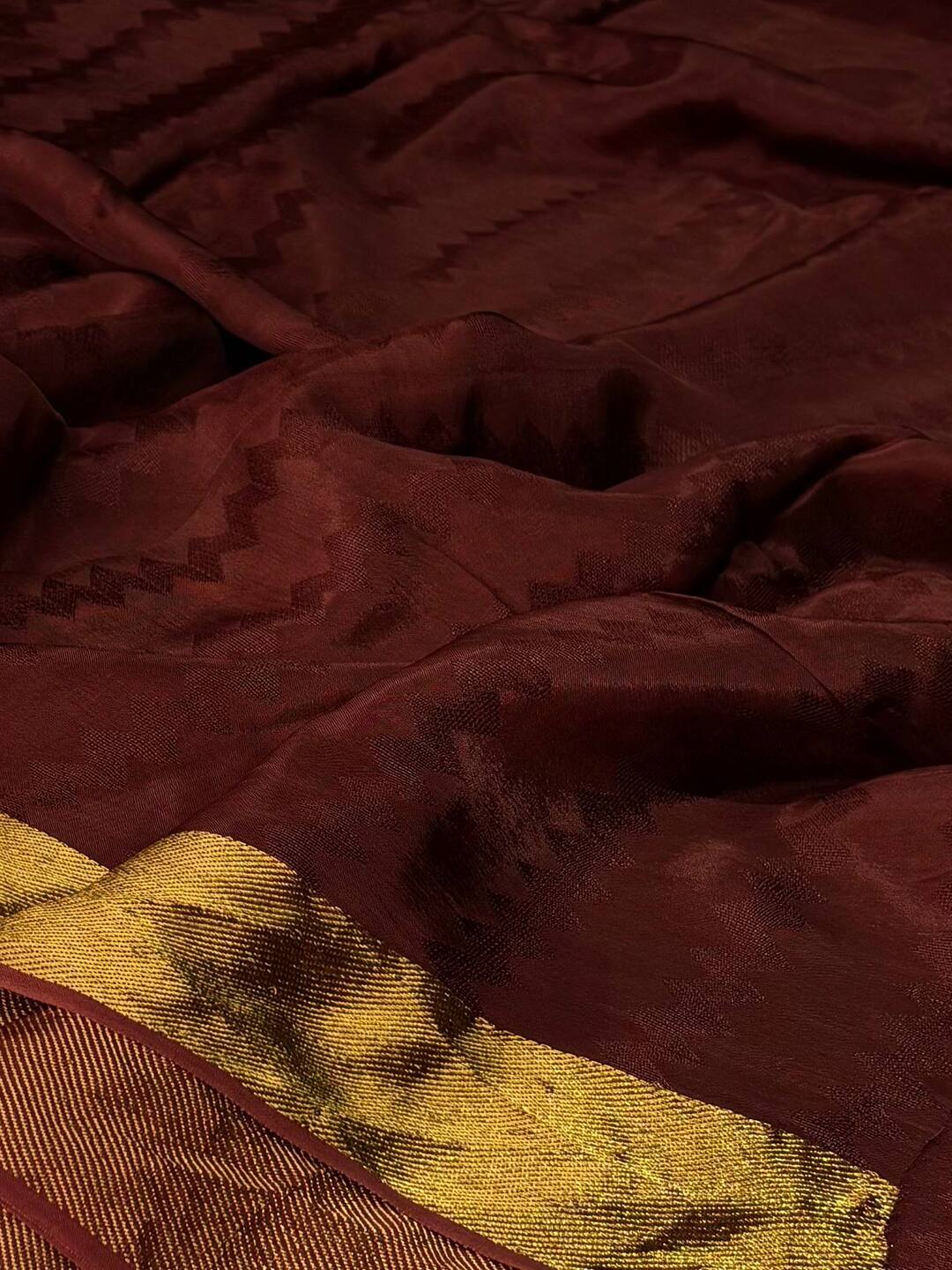 Brown Chiffon Silk Saree