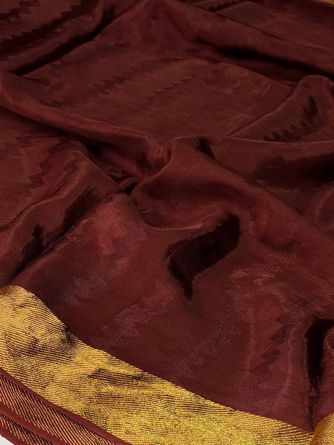 Brown Chiffon Silk Saree
