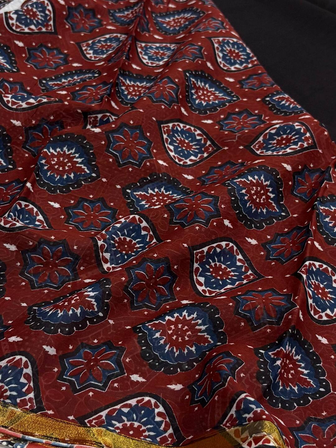 Black Printed Soft Cotton Saree