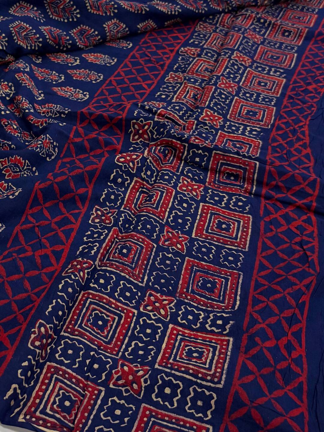 Navy Blue Printed Soft Cotton Saree