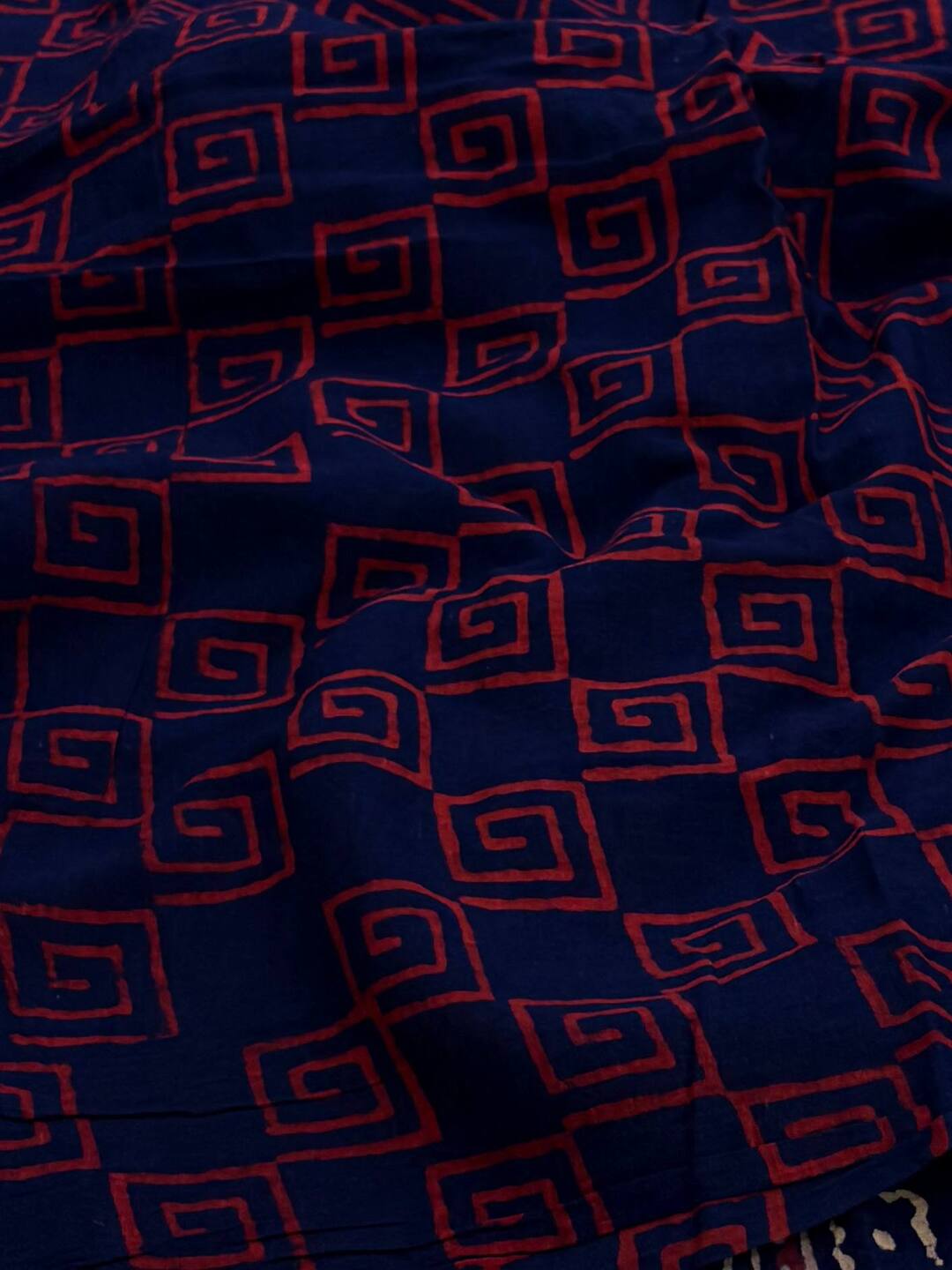Navy Blue Printed Soft Cotton Saree