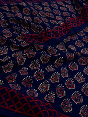 Navy Blue Printed Soft Cotton Saree