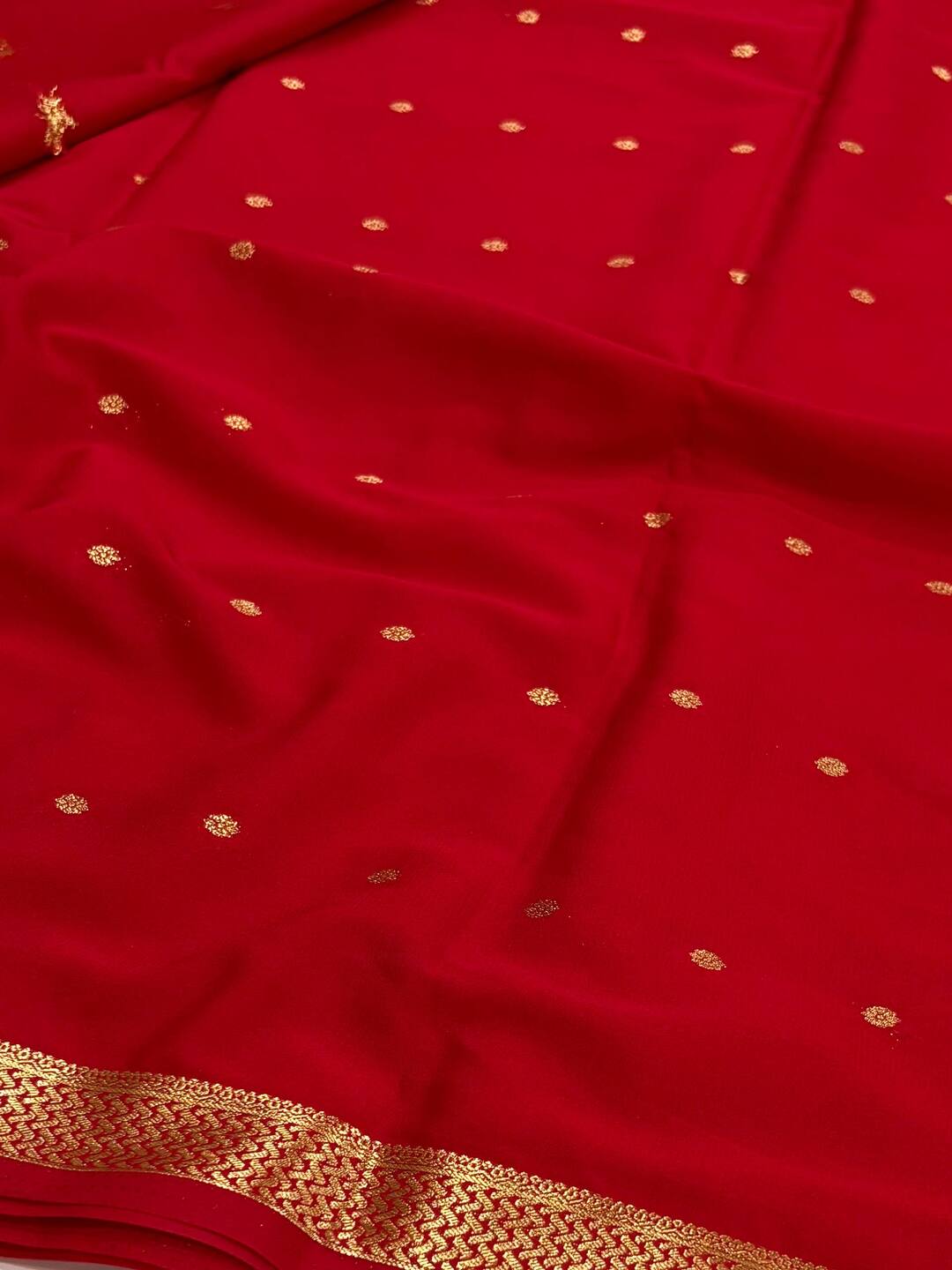 Chili Red Semi Mysore Chiffon Saree