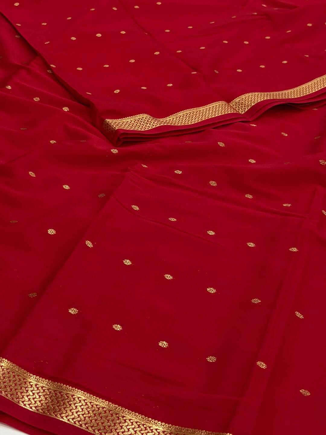 Chili Red Semi Mysore Chiffon Saree