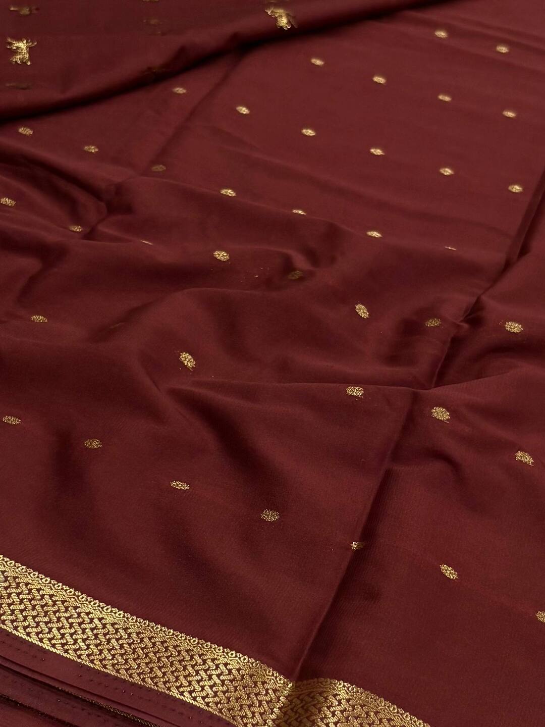 Brown Semi Mysore Chiffon Saree