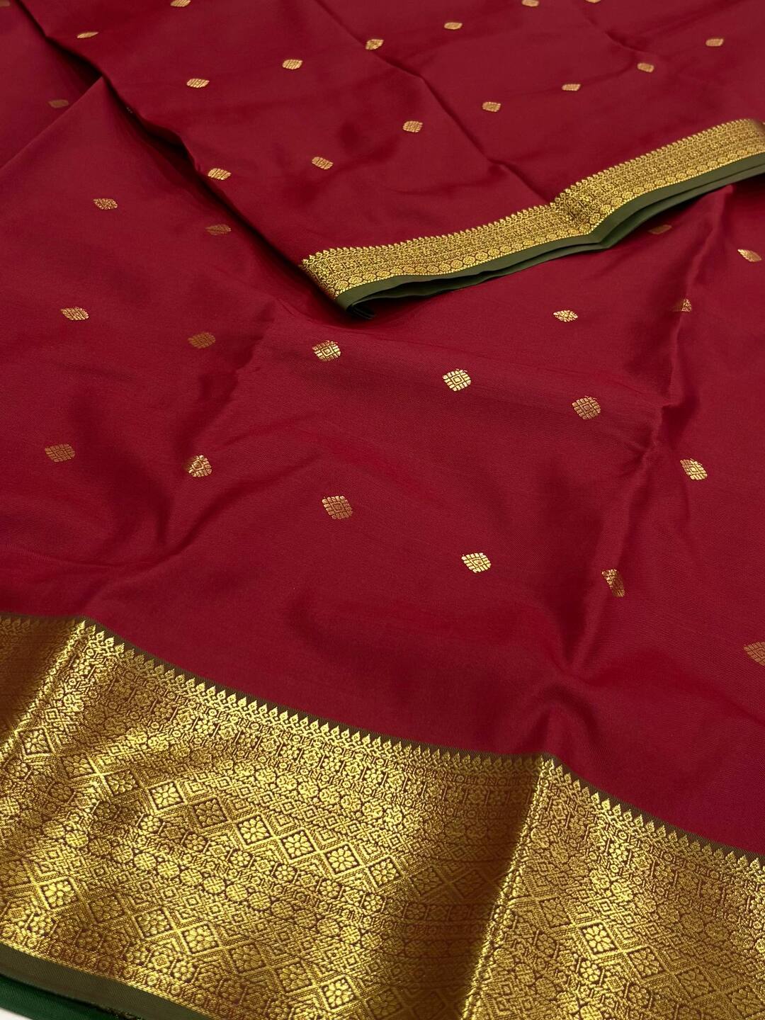 Cherry Red Cotton Silk Saree