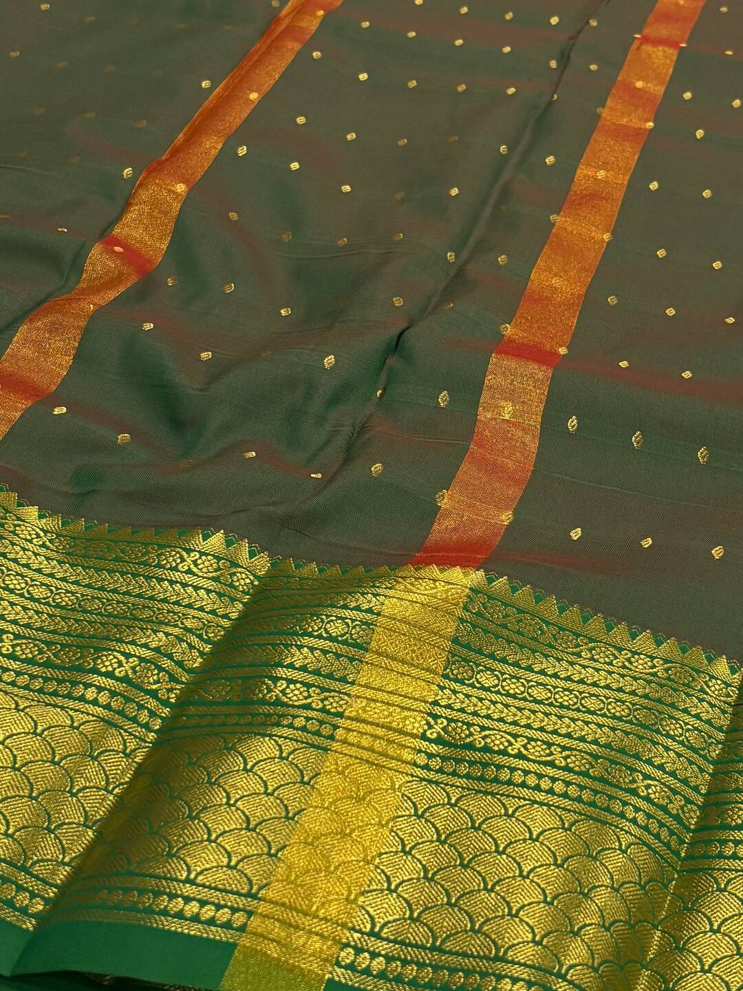 Dark Red Cotton Silk Saree