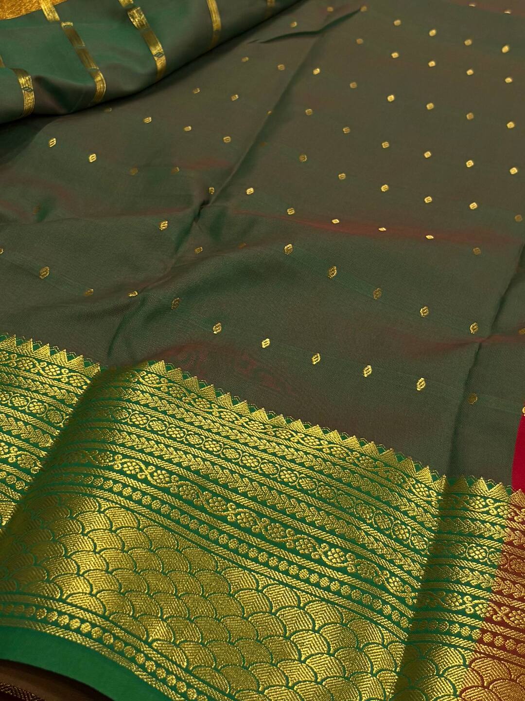Dark Red Cotton Silk Saree