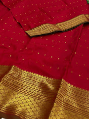 Dark Red Cotton Silk Saree