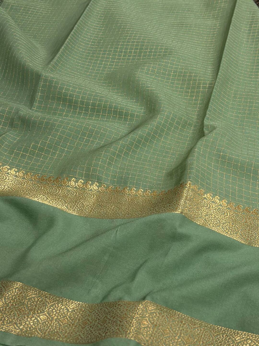Black Checked Chiffon Silk Saree