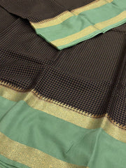 Black Checked Chiffon Silk Saree