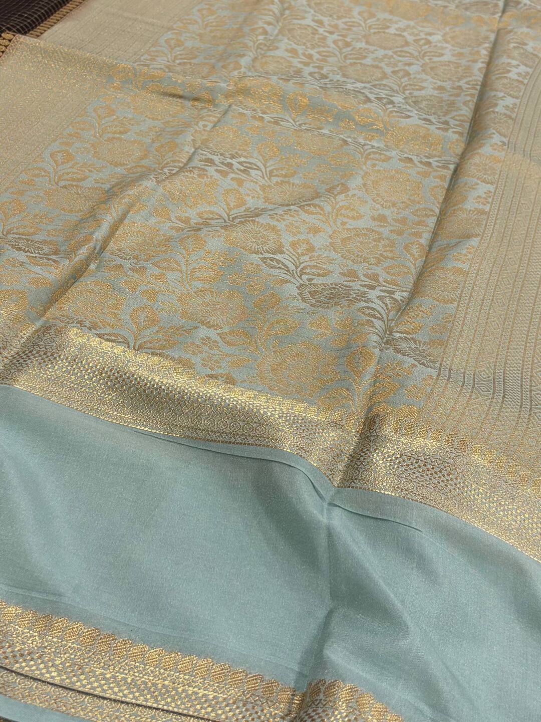 Black Checked Chiffon Silk Saree