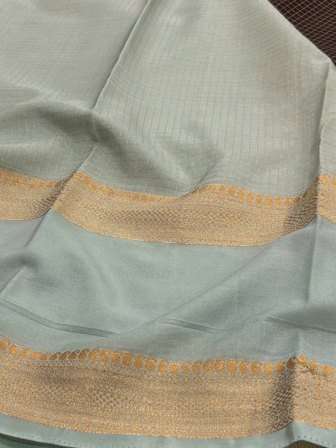 Black Checked Chiffon Silk Saree