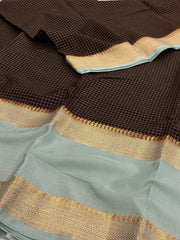 Black Checked Chiffon Silk Saree