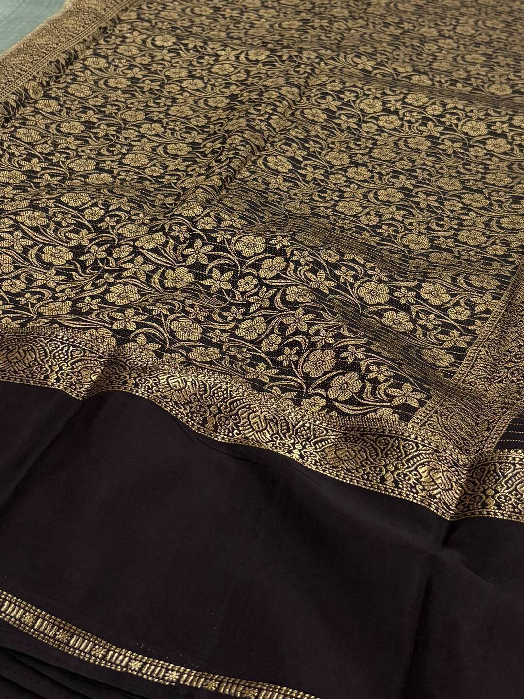 Baby Blue Checked Chiffon Silk Saree