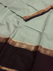 Baby Blue Checked Chiffon Silk Saree
