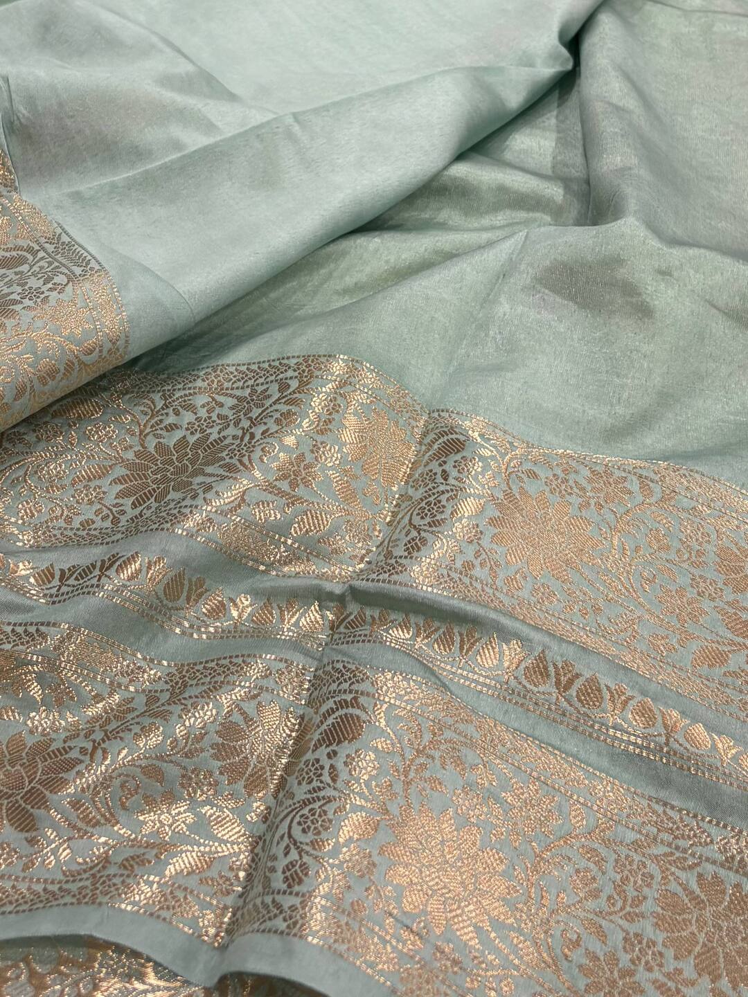 Apple Green Banaras Cotton Silk Saree