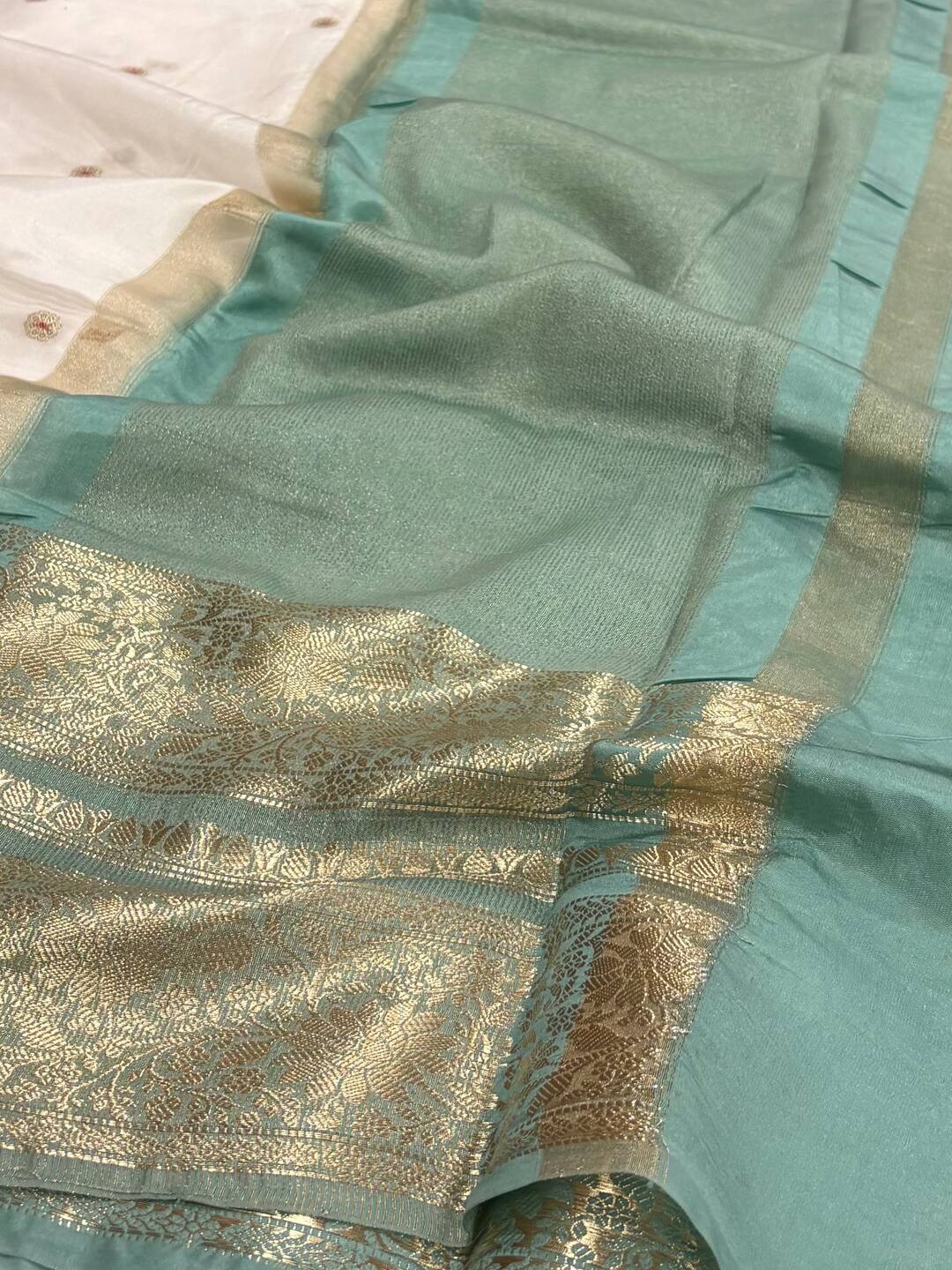 White Banaras Cotton Silk Saree