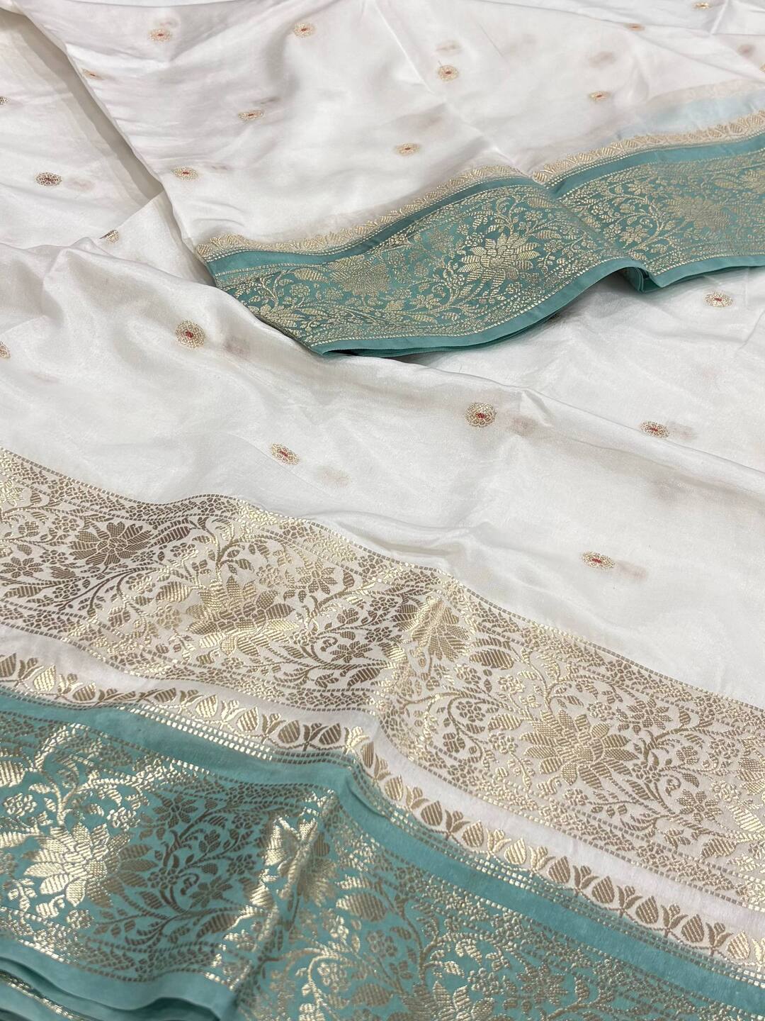 White Banaras Cotton Silk Saree