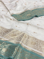 White Banaras Cotton Silk Saree