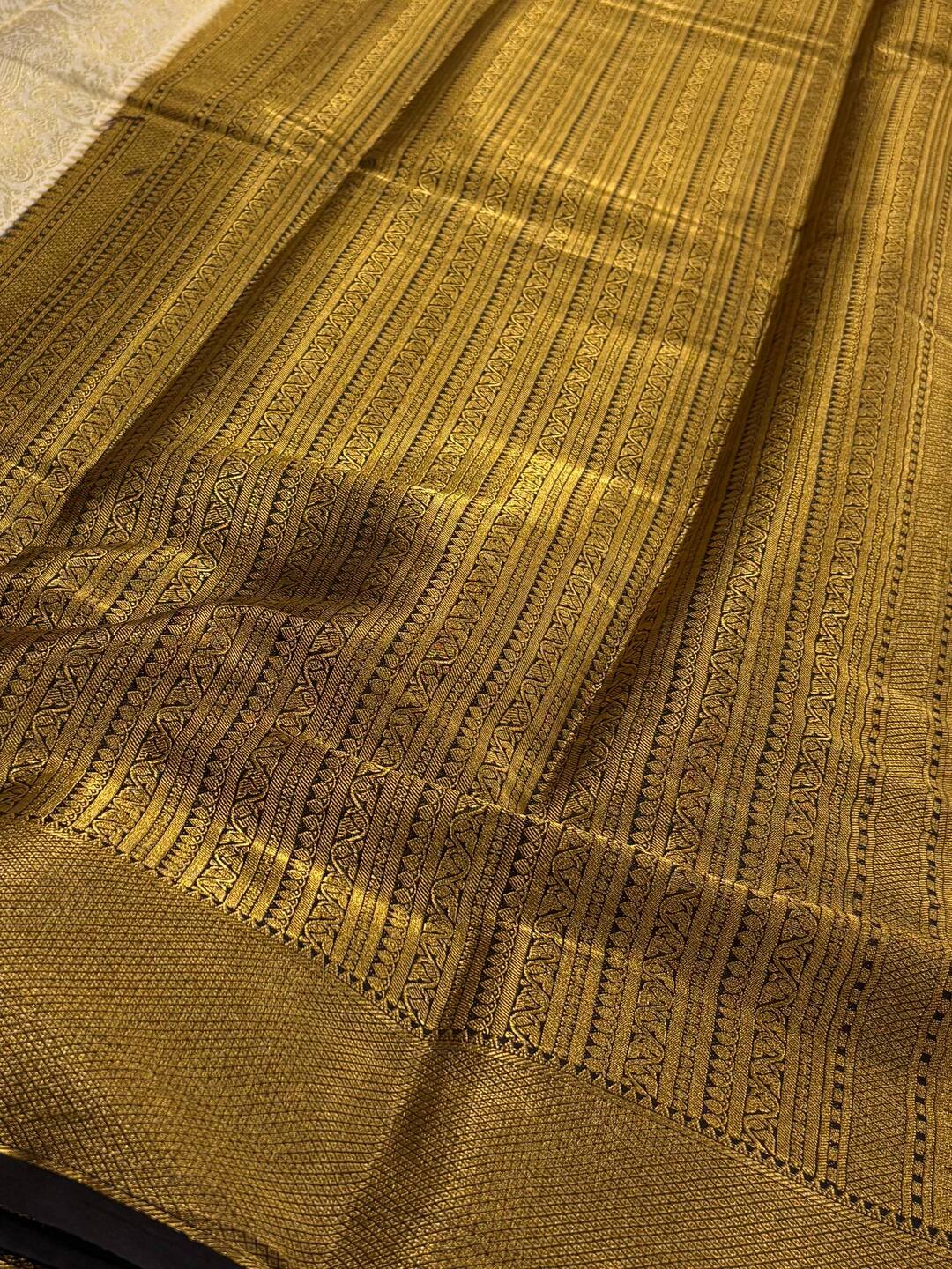 Off White Banaras Chiffon Silk Saree