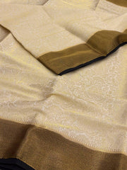 Off White Banaras Chiffon Silk Saree