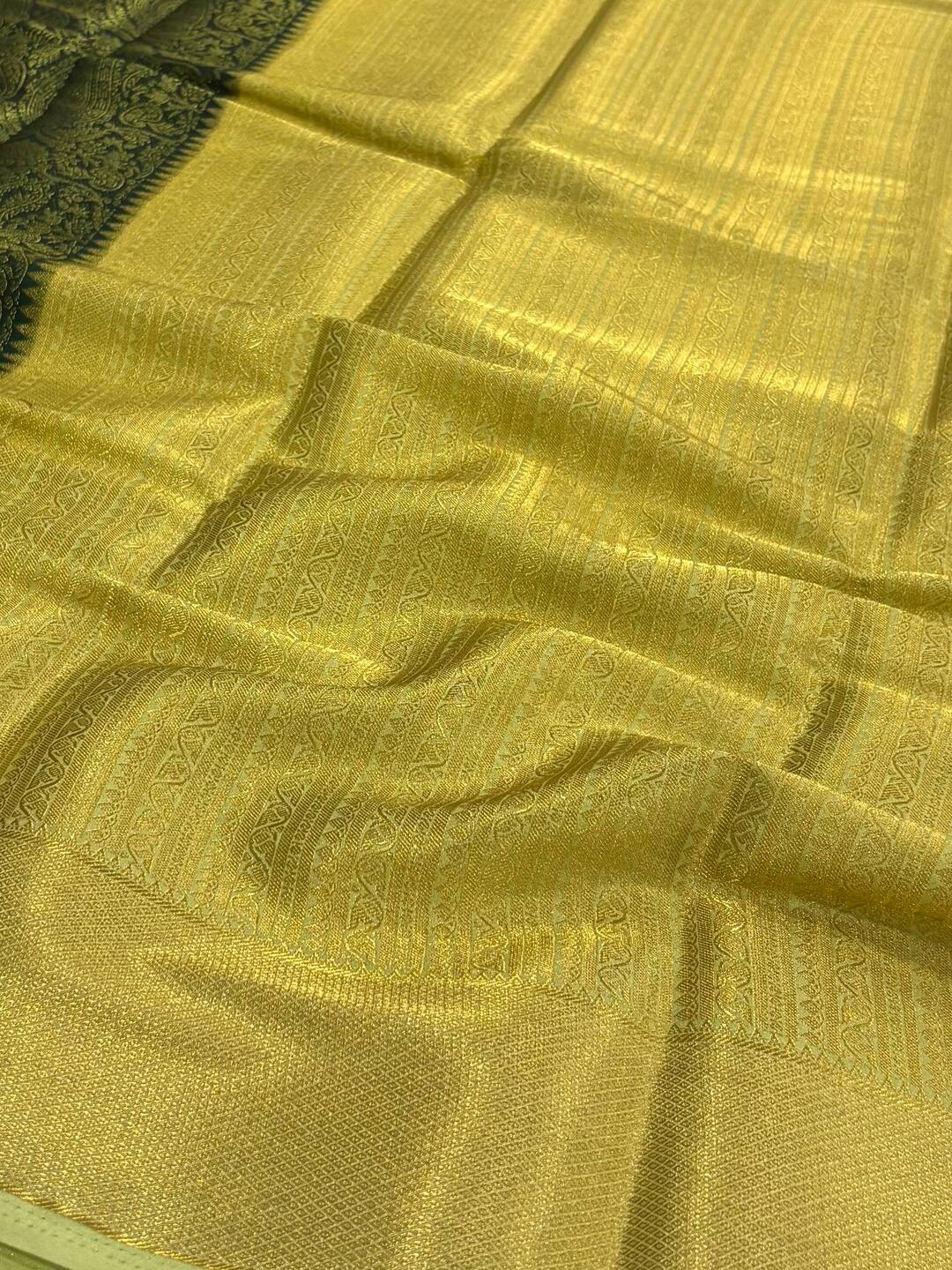 Emerald Green Banaras Chiffon Silk Saree
