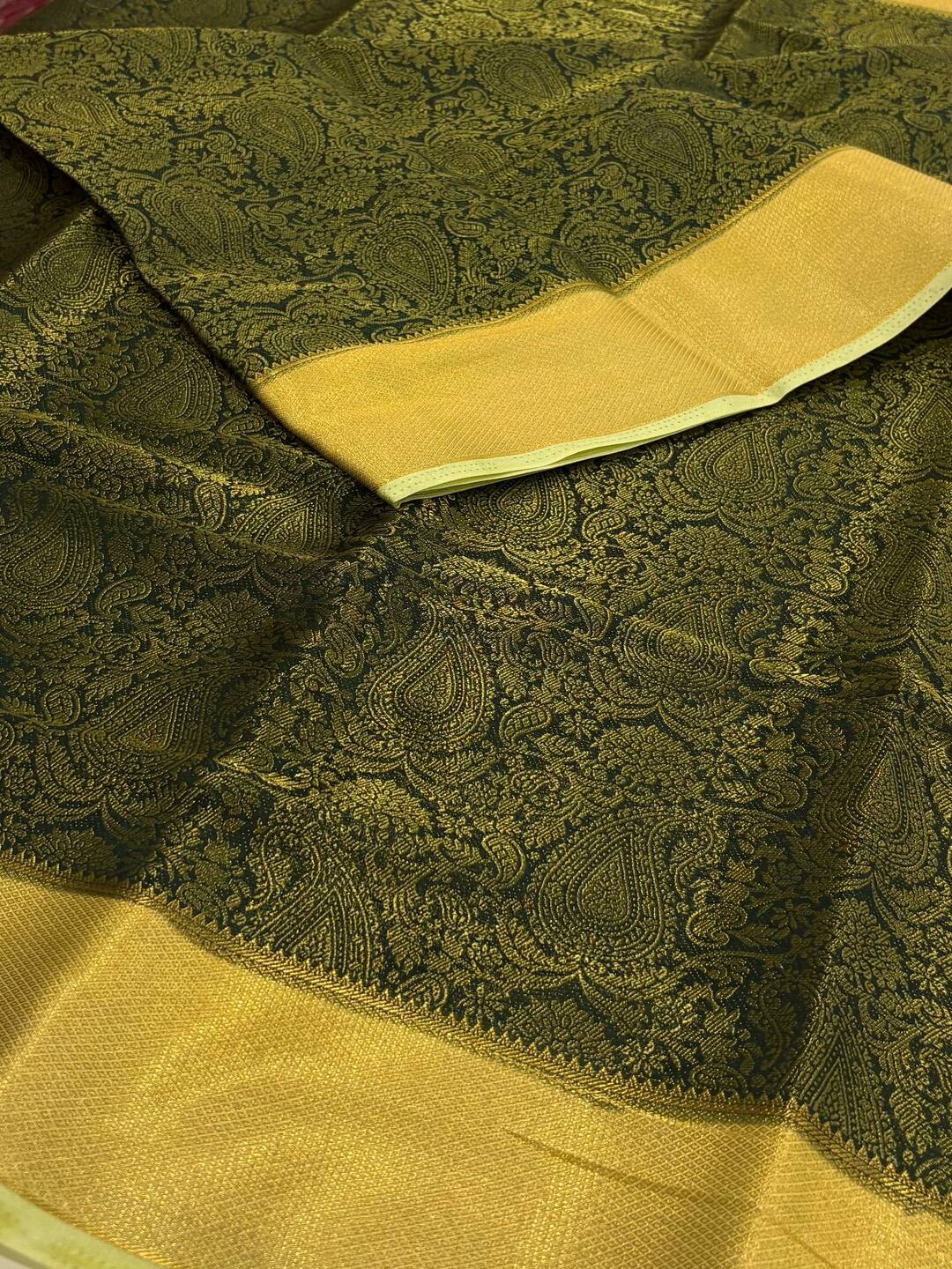Emerald Green Banaras Chiffon Silk Saree
