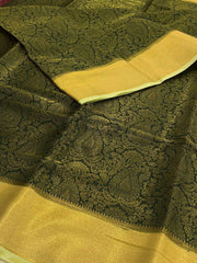 Emerald Green Banaras Chiffon Silk Saree