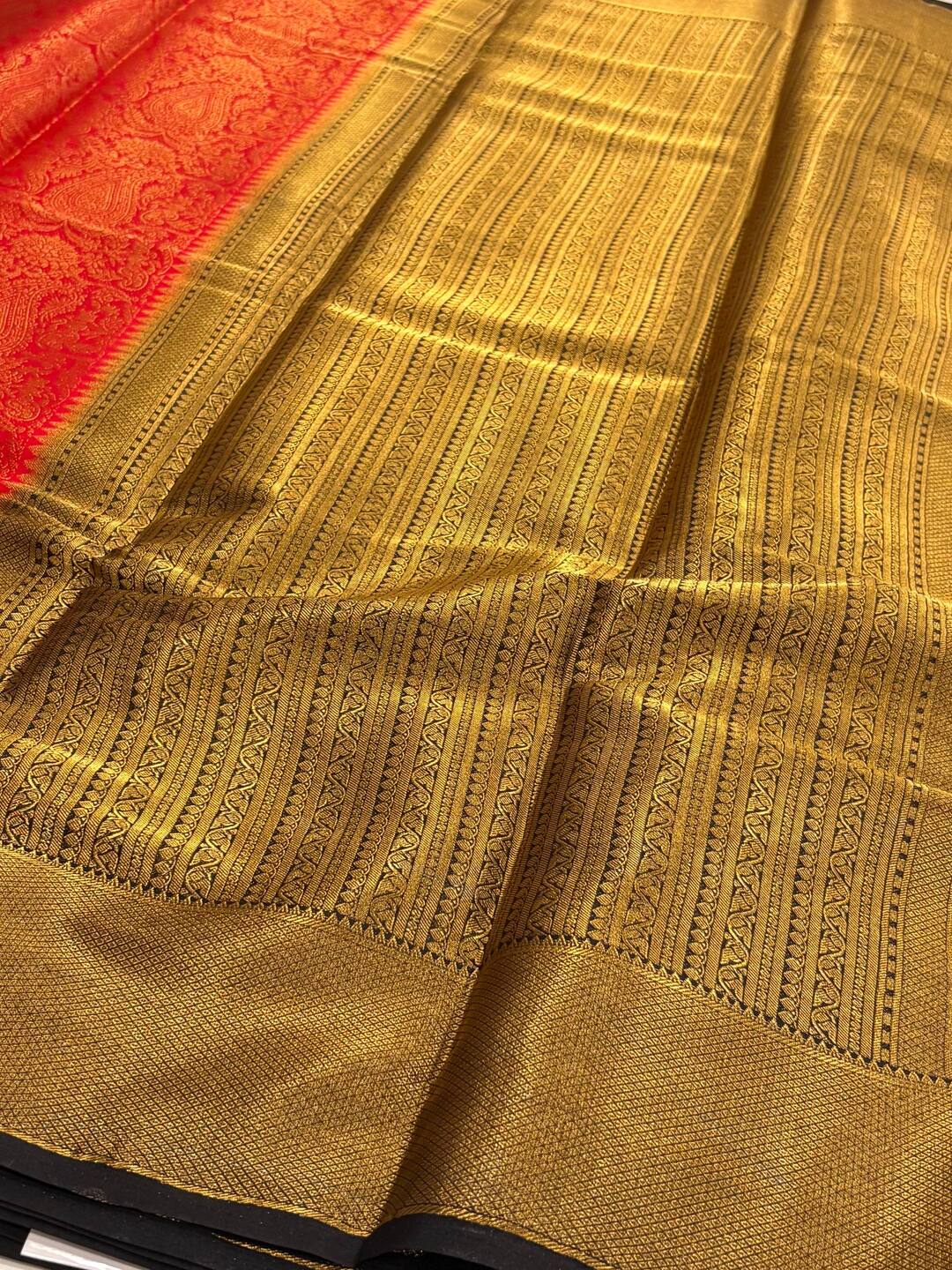 Chili Red Banaras Chiffon Silk Saree