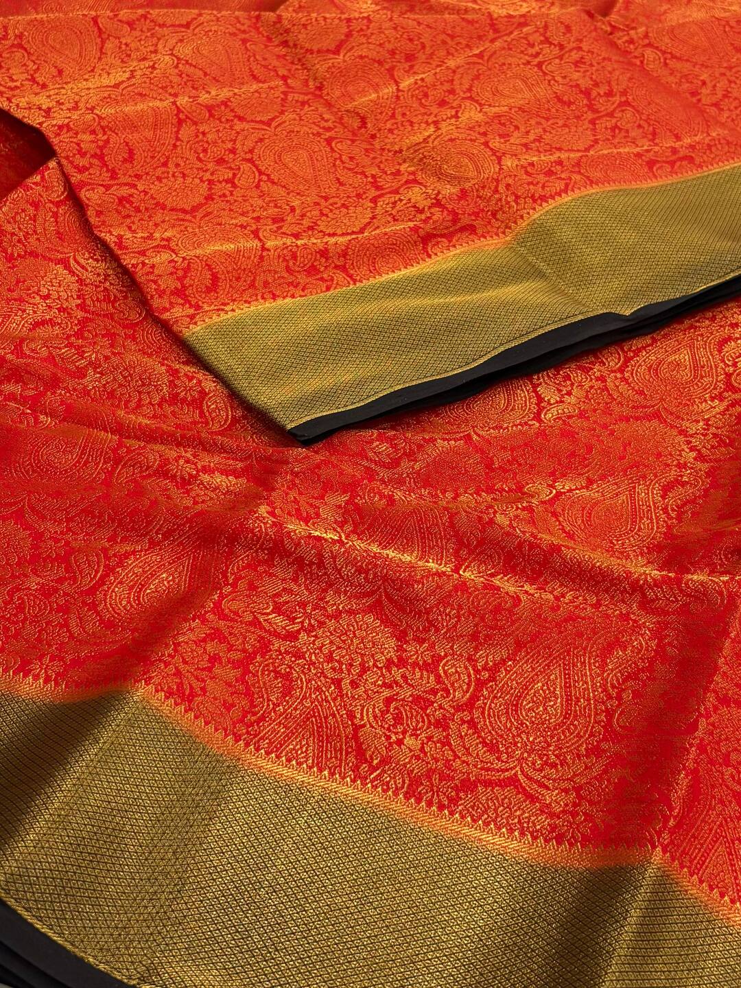 Chili Red Banaras Chiffon Silk Saree