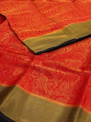 Chili Red Banaras Chiffon Silk Saree