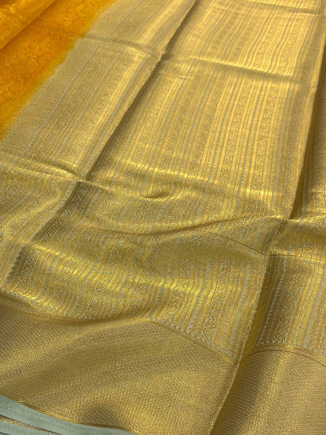 Mustard Yellow Banaras Chiffon Silk Saree
