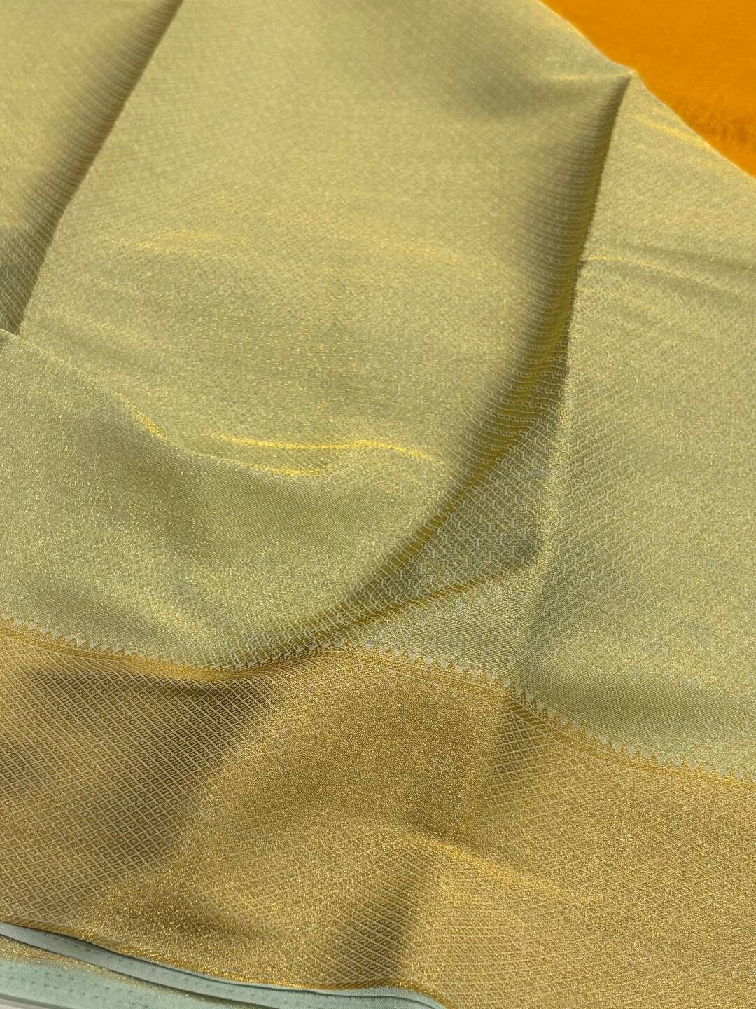 Mustard Yellow Banaras Chiffon Silk Saree
