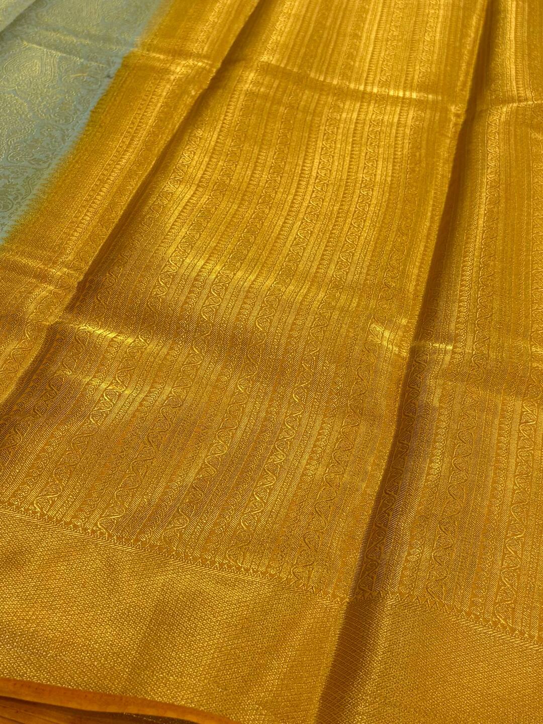 Mint Blue Banaras Chiffon Silk Saree