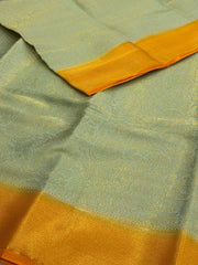 Mint Blue Banaras Chiffon Silk Saree