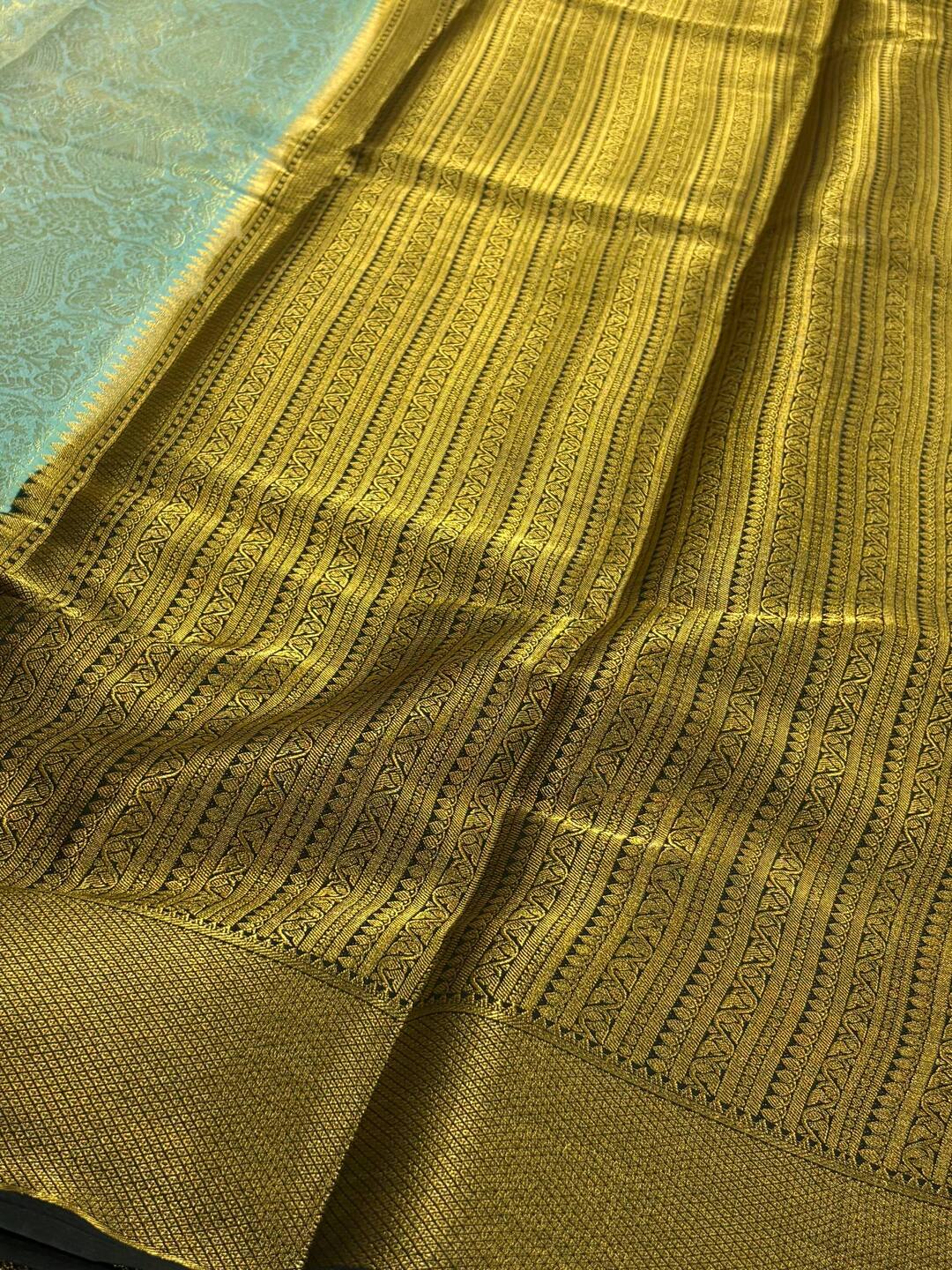 Light Turquoise Banaras Chiffon Silk Saree